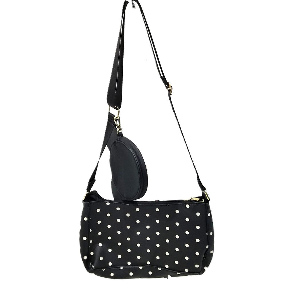 Disney Minnie Mouse Polka Dot Shoulder Bag Pink Bow Coin Pouch Set - Picture 5 of 10